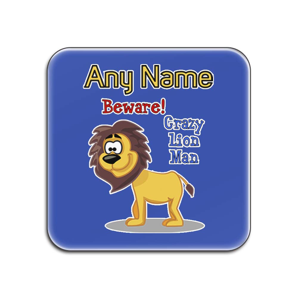 Dessous-de-verre Crazy Lion Man personnalisables : le cadeau bleu carré idéal pour lui