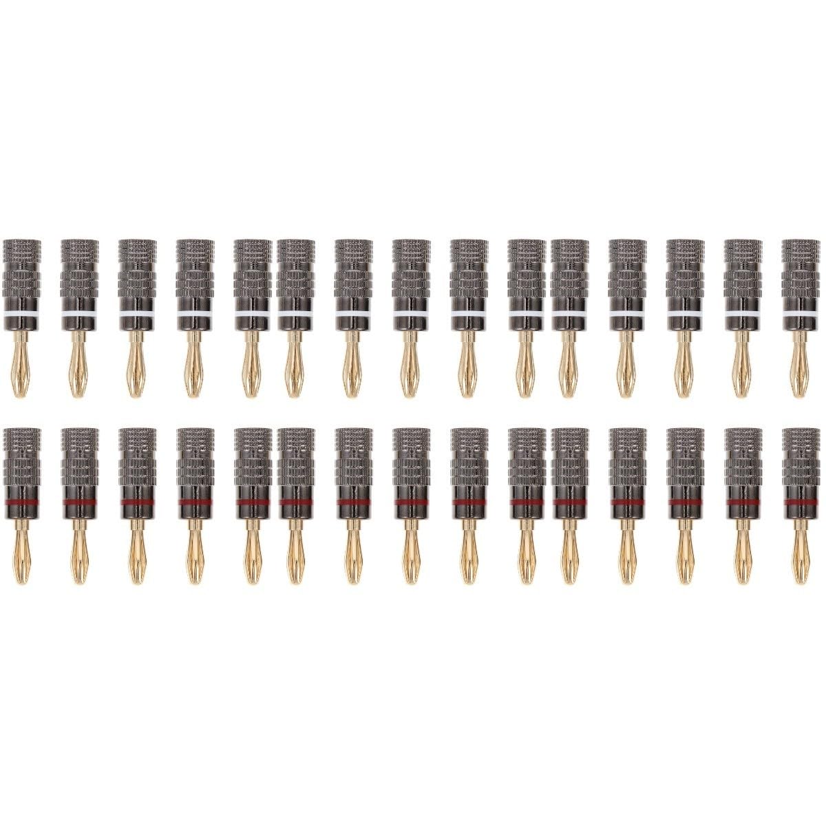 Uonlytech Lot De 3 Fiches Bananes Plates pour Haut-Parleur Connecteur Audio Banane Plaqué Or Facile À Utiliser Et Robuste Pince Banane pour Prise Audio 10 Pièces X 3