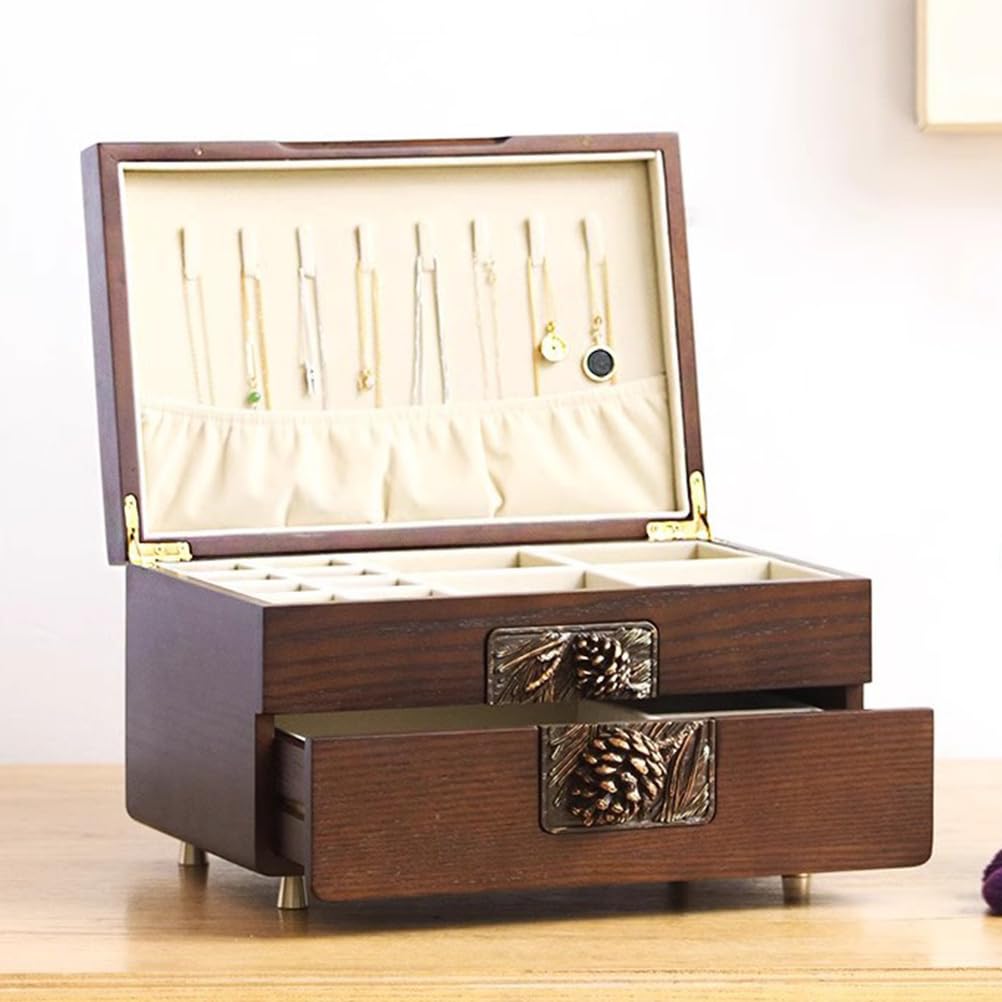 Lshtshf-ou Wood Solid Exquisite Jewelry Box Dressing Table Storage Ring Necklace Display Suitable For Earrings Rings Bracelets
