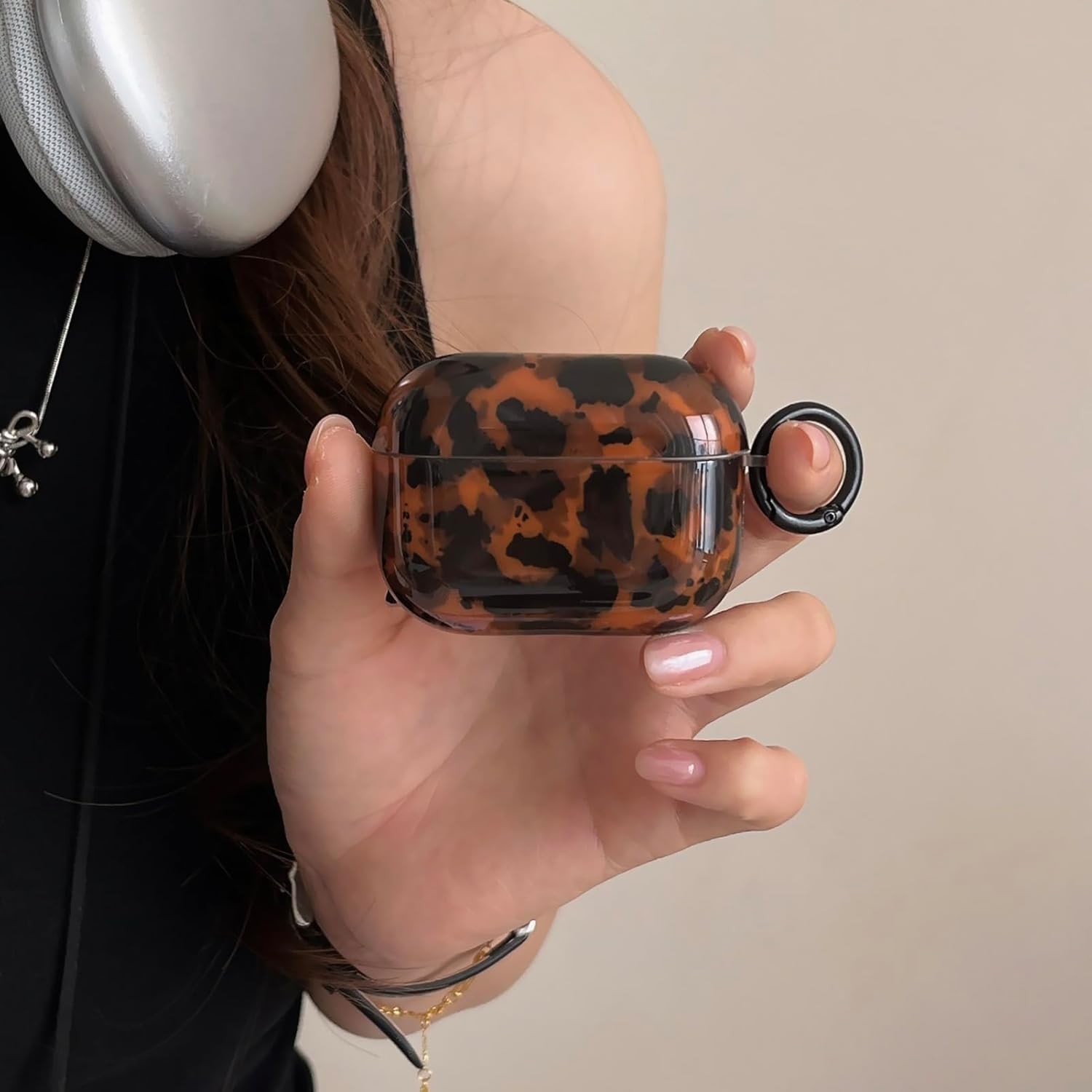 Tortoise Shell Retro Case for AirPods Pro 3 Generation with Lock,Trendy Glitter Brown Cheetah Print Retro Cool Girls Women y2k Stylish for Airpod Pro3