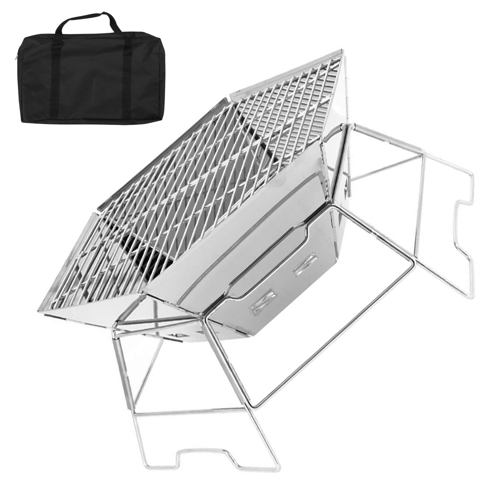 Easy Assembly Transportable Hexagonal BBQ Barbecue for Camping Detachable Plan Compact Pliable Storage in Carry Bag Outdoor Stove with Accessories