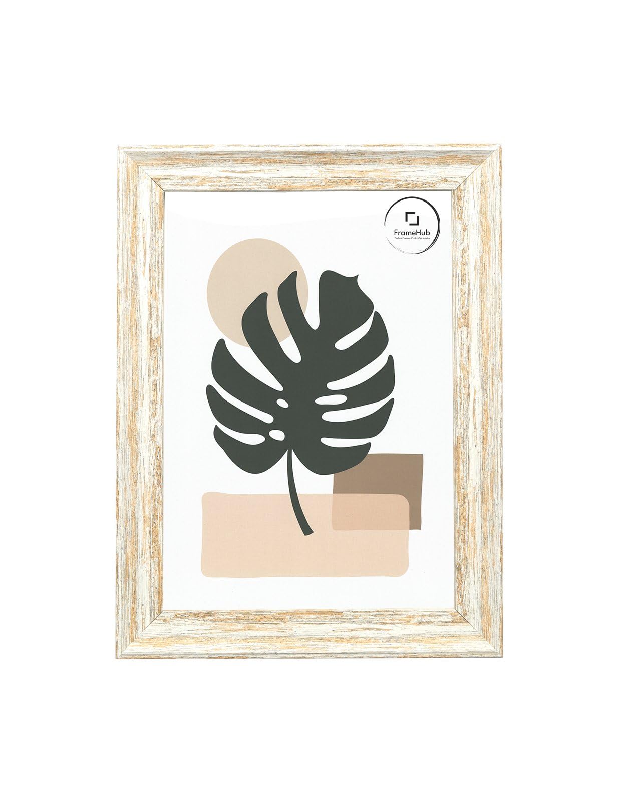 FrameHub Industrial Vintage looking Shabby Chic/Camouflage Picture/Photo/Poster frame - Moulding measures 32mm wide and 18mm deep (White, 20x24
