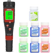 Digital pH Tester for Water, pH Meter for Hydroponic Water, TDS Tester EC PPM Test for Plant Nutrients, 4-in-1 Meter for Conductivity, pH Pen for Drinking Water, DWC, Indoor Plants Visit the GIDIGI St