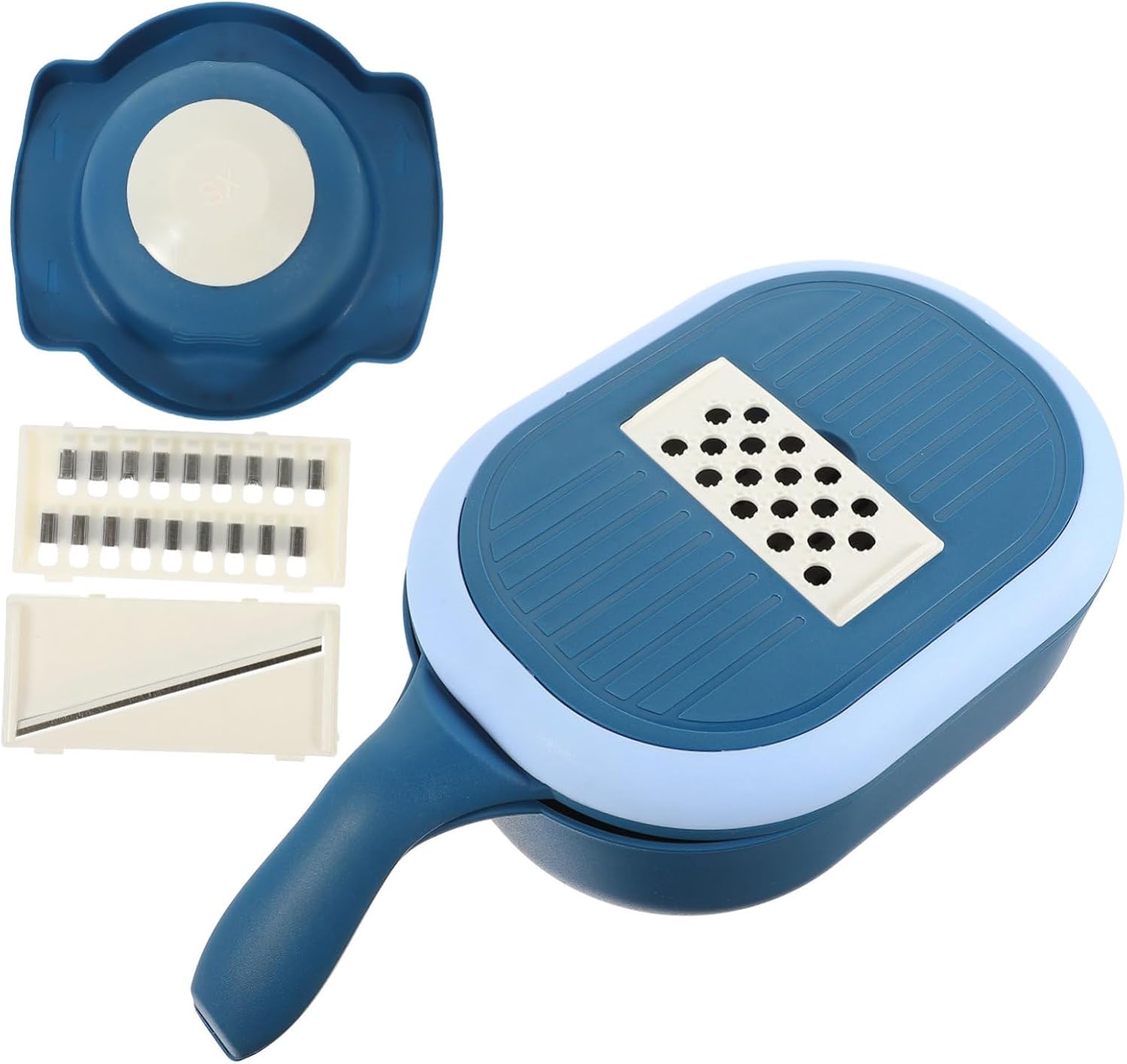 Multi-purpose Vegetable Slicer with Adjustable Blades Manual Cutter for Easy Slicing Shredding Mashing Includes Drain Basket Kitchen Tool for Home Chefs