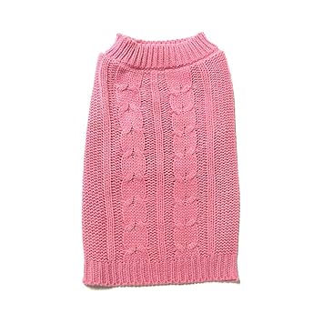 Midlee Cable Knit Dog Sweater by (X-Small, Pink)