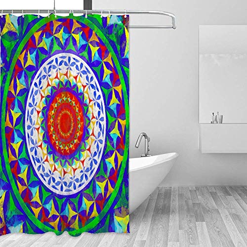 Rideau de douche en polyester motif abstrait lavable avec crochets en C - 5