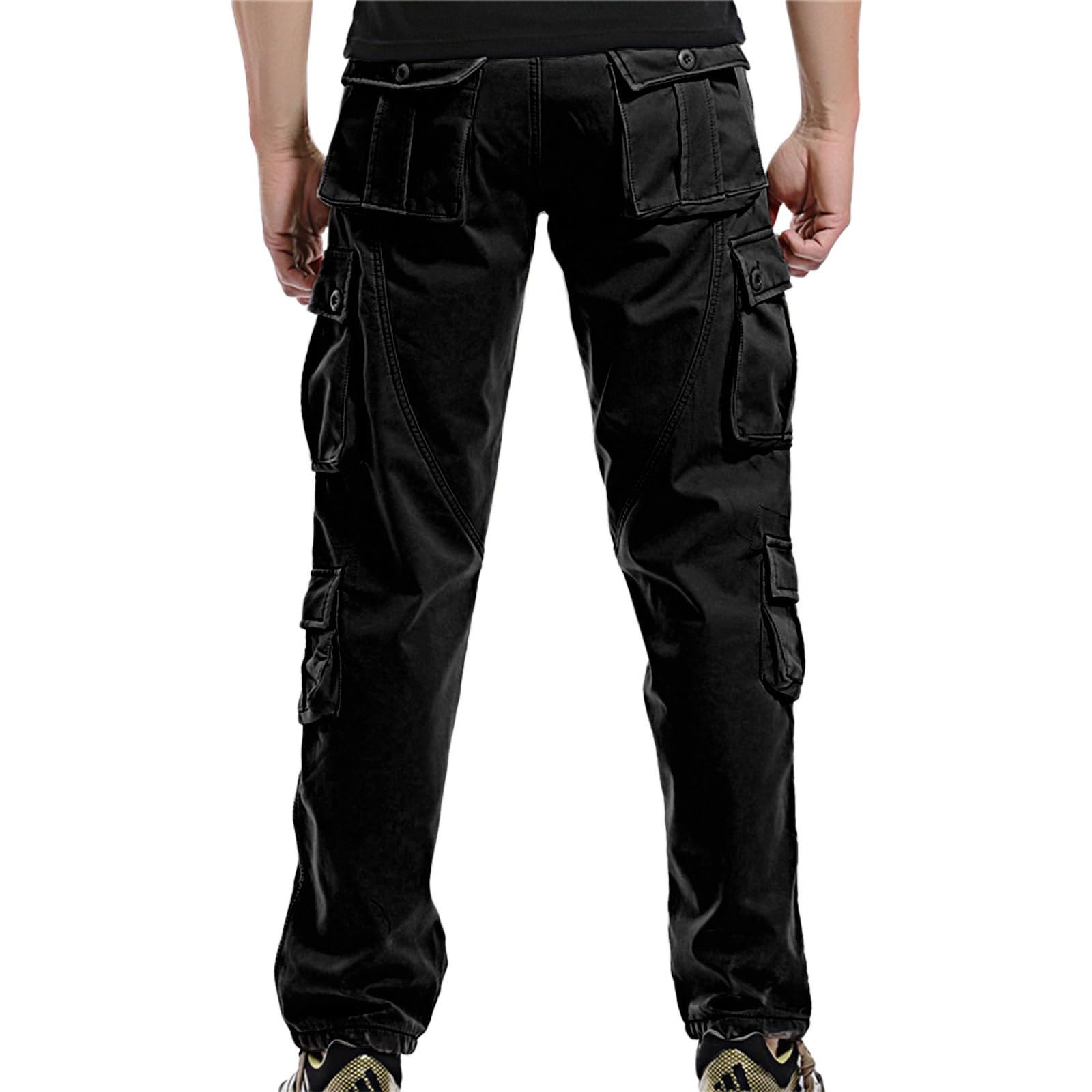 Pantalones de trabajo para hombre, con forro polar, cintura elástica, ropa de trabajo, Ripstop, resistente al viento, pantalones cargo elásticos, pantalones de trabajo térmicos tácticos de invierno