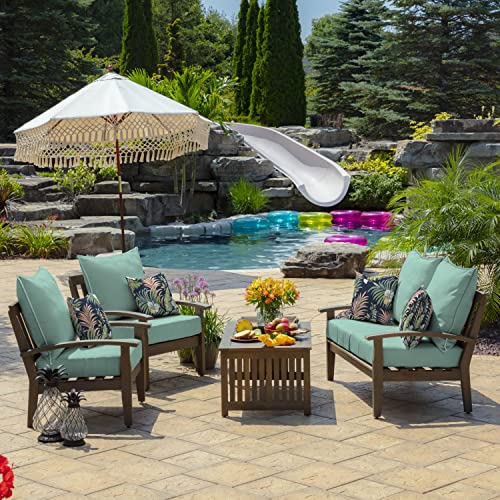 Image of Arden Outdoor Deep Seat Cushion Set (4-Pack), 22 in x 24 in, Weather-Proof, Rain-Proof, Fade Resistant Patio Cushion for Chair, Sofa, and Couch Aqua Leala