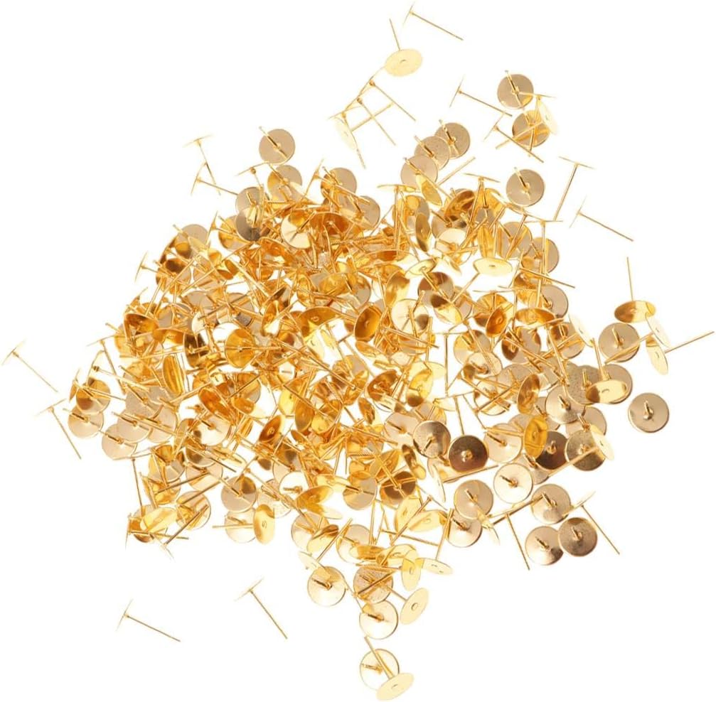 Club Bollywood®Wholesale Blank Earrings Pin Post Stud Findings DIY 300Pcs Flat Post Gold|Jewelry & Watches|Fashion Jewelry|Earrings|1 Pack Wholesae(Choose Style and Quantity 200/300/400/500 Pieces)