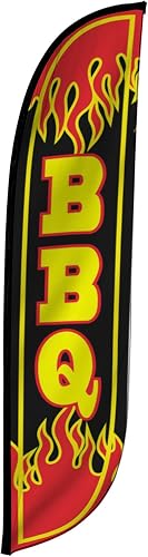 LookOurWay BBQ Flames Federflagge, 3,7 m, Schwarz