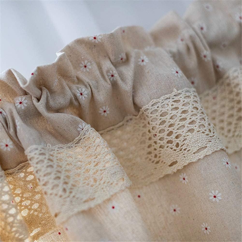 Short Curtains, Blackout Curtains, Curtain Kitchen Curtain Linen Short Sheer Curtains Flower Lace Half for Bathroom Door Decor Room Divider Short Curtains 1 Panels,140x80cm Home Kitchen Decor Short C