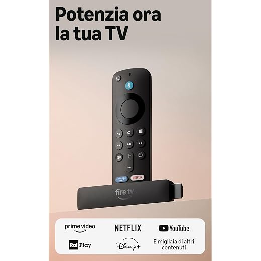 Amazon Fire TV Stick HD (ultimo modello), TV gratuita e in diretta, telecomando vocale Alexa, alimentazione tramite TV, configurazione semplice, trova serie TV più velocemente con Alexa+