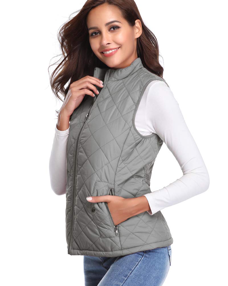 fuinloth Gilet Donna Smanicato Invernale Panciotto Dritto Collarei Giacche Ultraleggeri Senza Maniche Giacca con Tasca con Cerniera