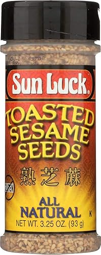Semillas de sésamo tostadas Sun Luck totalmente naturales, sin gluten, 3.25 onzas (paquete de 3)