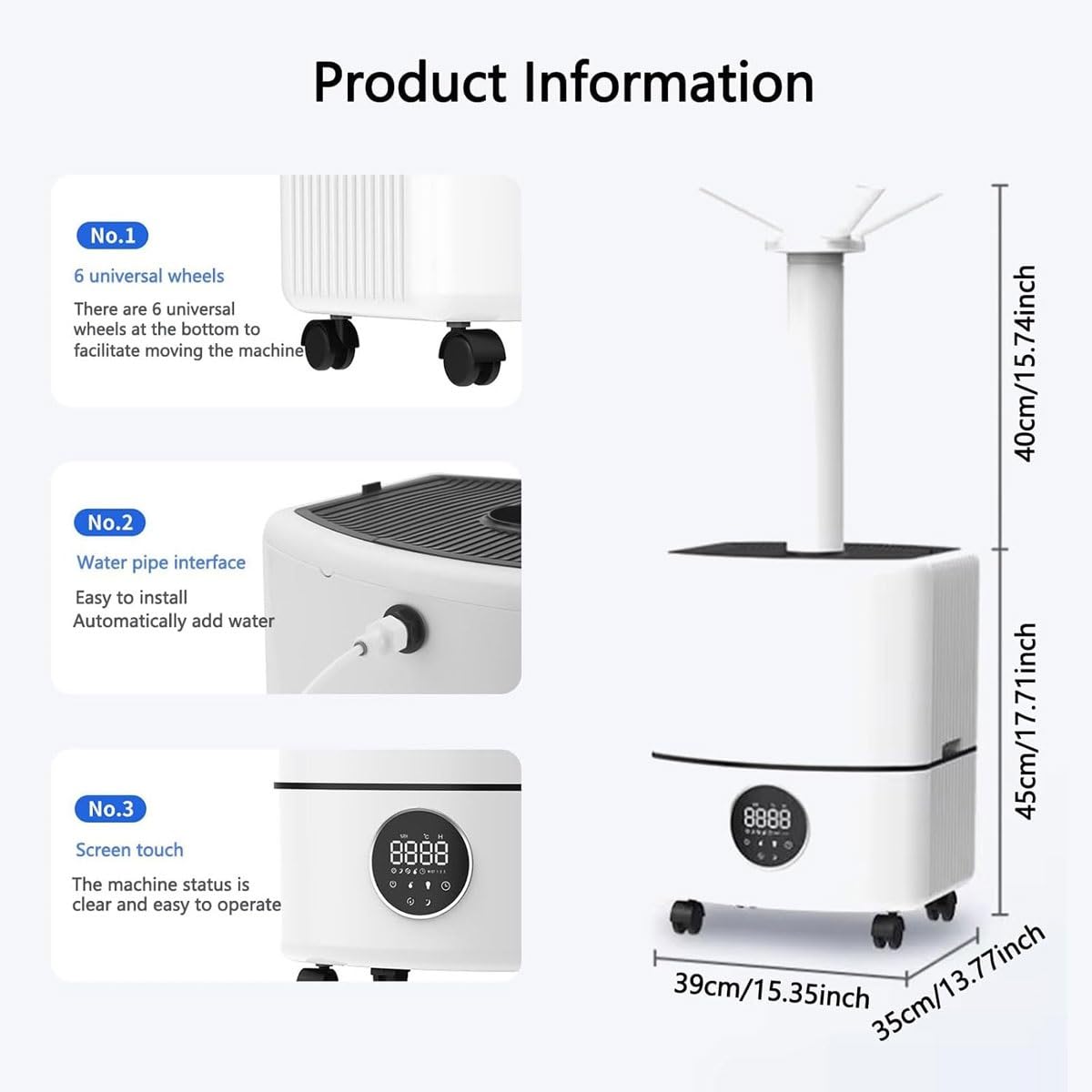Humidificador industrial 25L,3 modos niebla,15-30h vida útil,área 200㎡ | Difusor comercial,salida niebla alta 4000ml/h,temporizador 12H,pantalla LED,boquillas 360°,for oficina invernadero