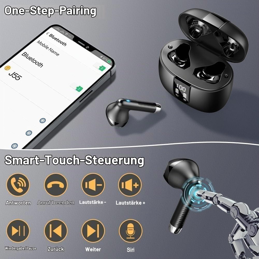 Kopfhörer Kabellos Bluetooth 5.4, 2026 Neu In-Ear Bluetooth Kopfhörer