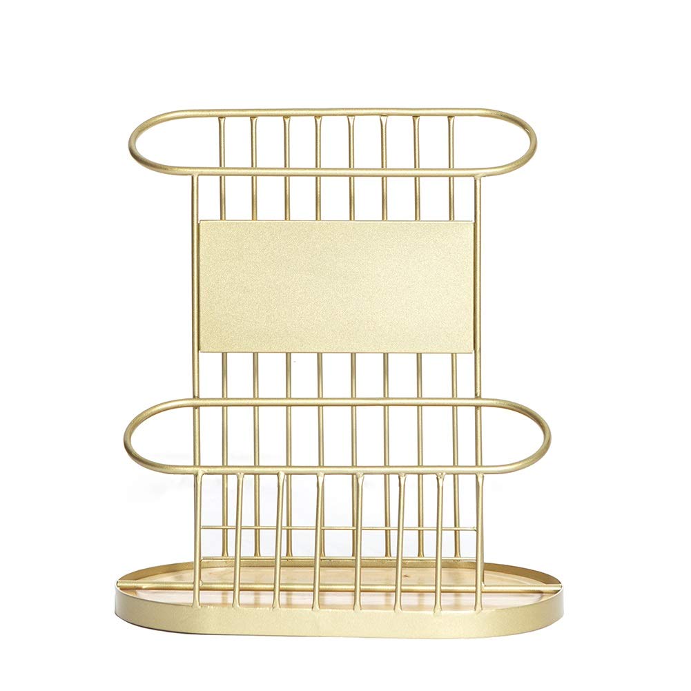 BHFPFZA Double Layer Metal Umb Stand for 30 Umbs Stylish Gold Finish & Elegant Design 51.1 x 27.9 x 57.9 cm Ideal for Hallways Hotels Offices