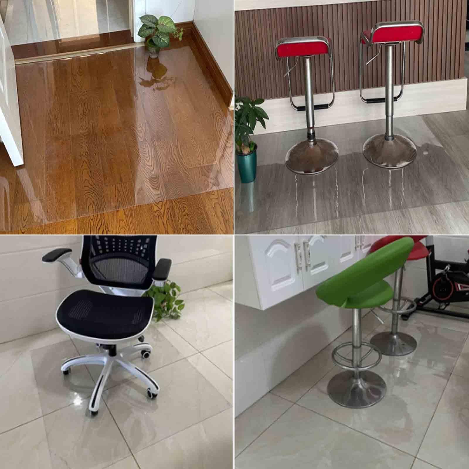 Tapete de PVC transparente para silla de oficina para suelos de madera dura, 15 mm de grosor, antideslizante, tapete de escritorio transparente para alfombra, tapete protector para oficina y hogar,
