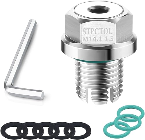 STPCTOU M14.1-0.059x 0.591 in Tapón de drenaje de aceite de gran tamaño, kit de reparación de rosca de bandeja de aceite autorroscante de acero