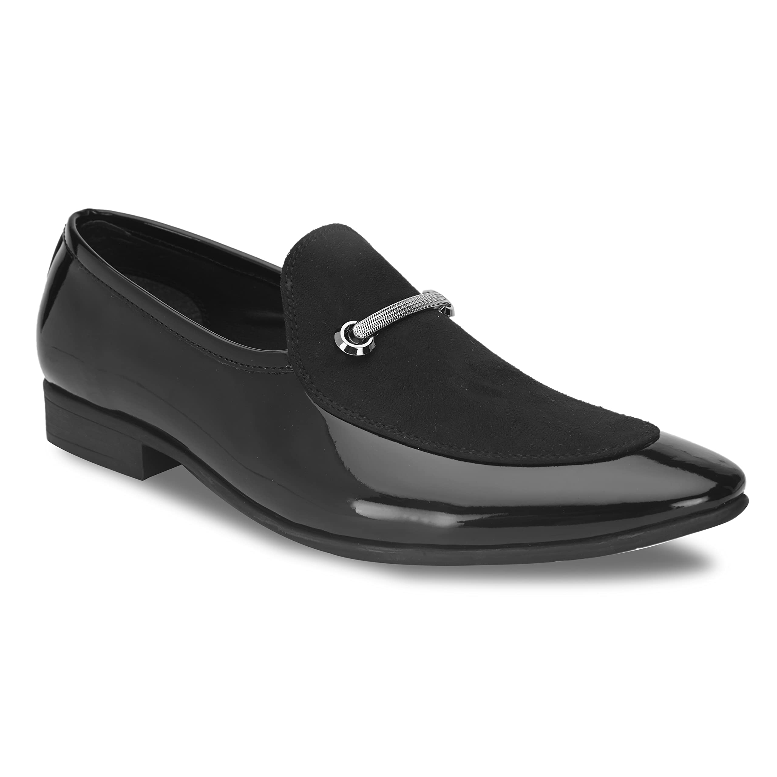 San Frissco Mens Loafers Shine Shoes for Party, Wedding, Office, Daily Use/Slip-On Loafers with Comfortable Cushioned Footbed/Stylish Lightweight Without Laces Shoes - 10 (Black) (B0D6CP4VK6) Amazon Price History, Amazon Price Tracker