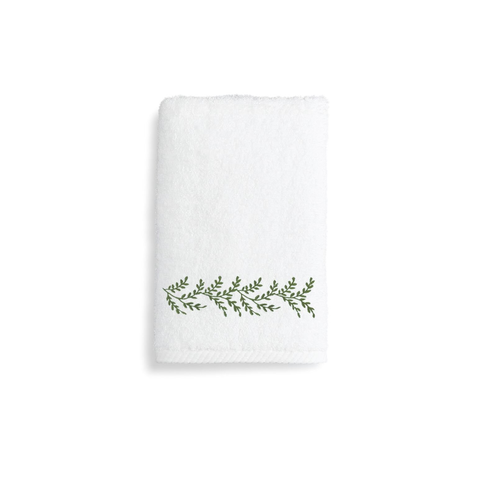Linum Home Textiles Autumn Leaves Hand Towel, White/Green Small
