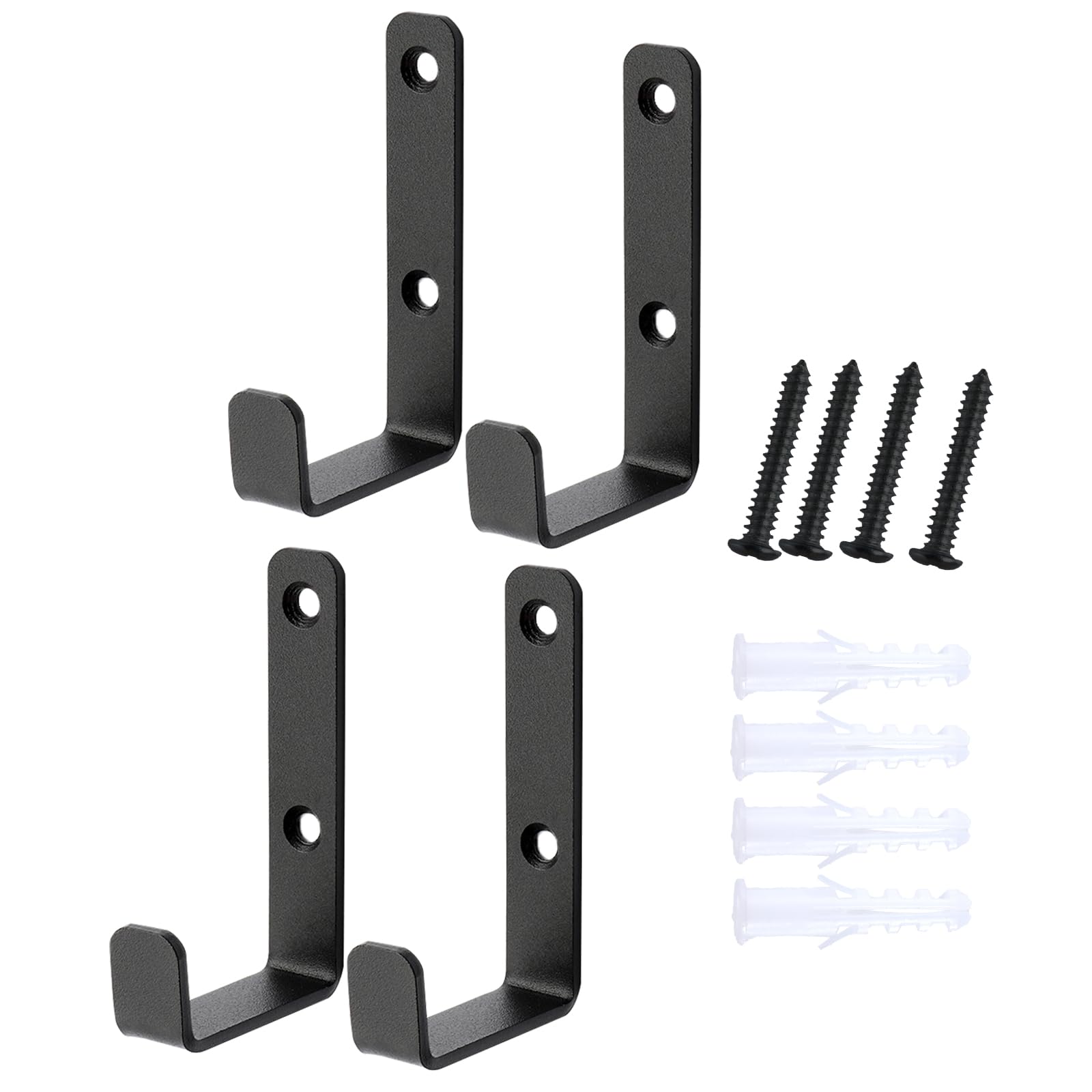 Vxcvzv 4PCS Heavy Duty Hooks, Black Ladder Hook for Garages Storage,Walls Hooks Heavy Duty for Tools Workshop, Shed, L Shaped (Black)