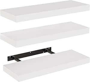 STOREMIC Estanteria Pared, Baldas Pared Blanca 38cm de 3 Niveles, Estante Decorativo fácil de Instalar, Ideal para Dormitorio, Baño, Oficina en casa, Sala de Estar