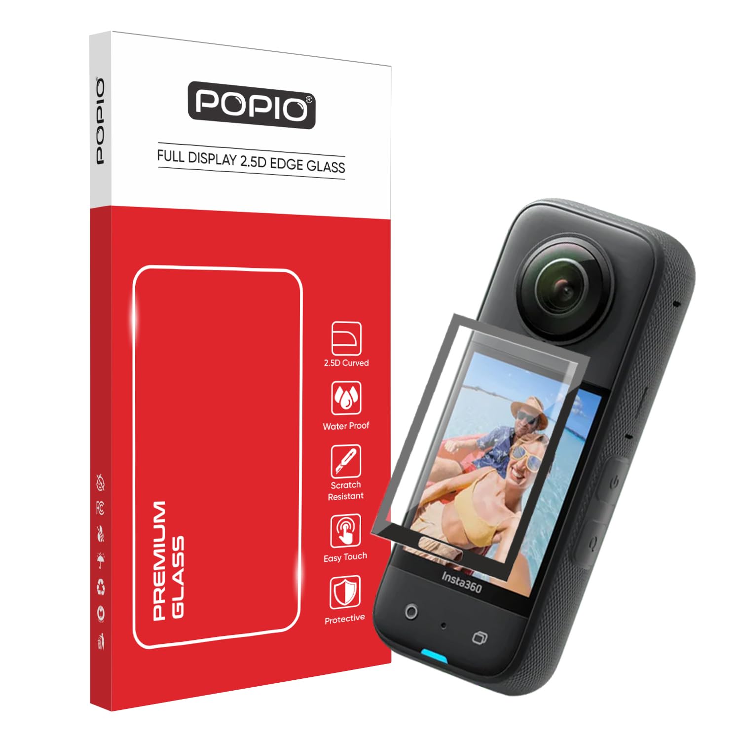 POPIO Military-Grade Gorilla Tempered Glass for Insta360 X3 Action Camera | 9H Screen Protector with Black Border | Pack of 1-image-45