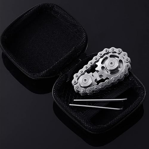 Miniatura 9 de Gatwey Cadena de piñones, juguetes sensoriales de metal, cadena de bicicleta, engranajes para adultos, paquete de juguetes EDC novedoso, tamaño de