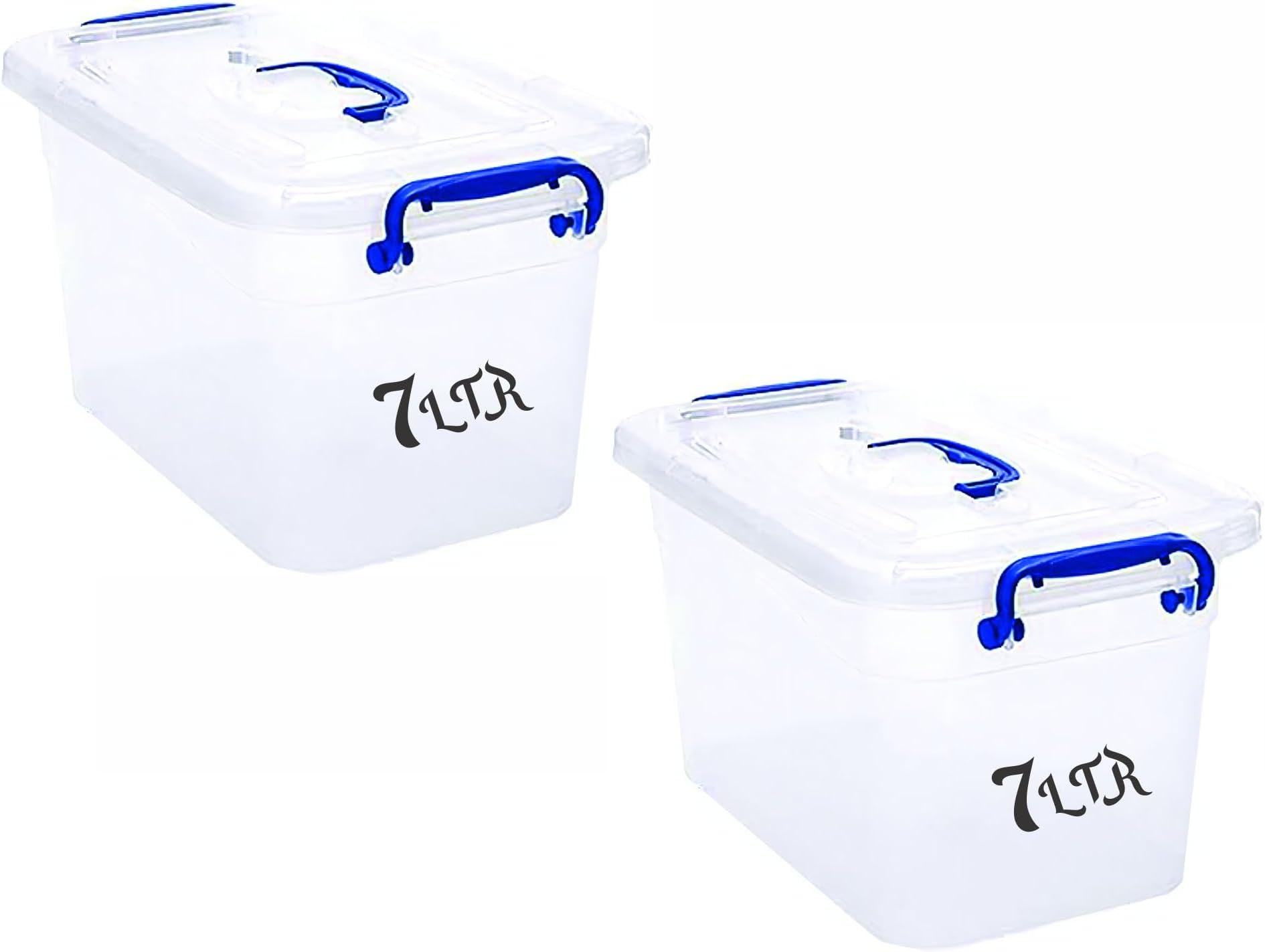 Besto Plastic Storage Box With Lid 7 LTR Semi Clear 2 Pcs Set | For Clothes, Toys, Books, Snacks, Shoes and Grocery Storage Box. (7 LTR)