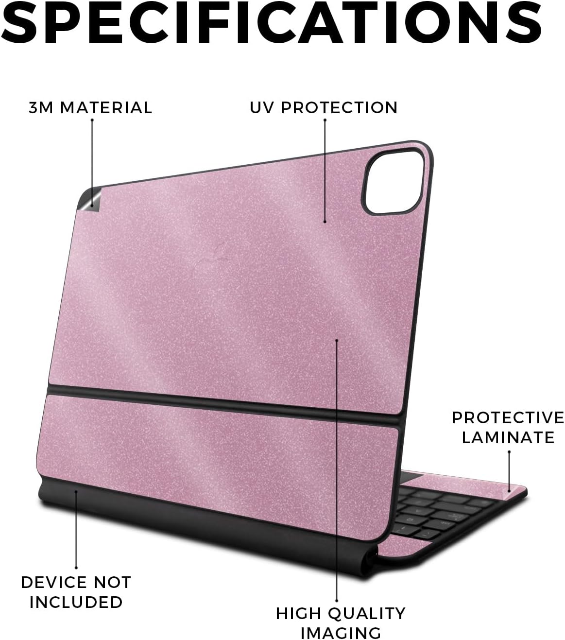 Glossy Glitter Skin Compatible with Apple Magic Keyboard for iPad Air 11-inch (M2) 2024 - Solid Pink - Premium 3M Vinyl Protective Wrap Decal Cover - Easy to Apply | Crafted in The USA by MightySkins