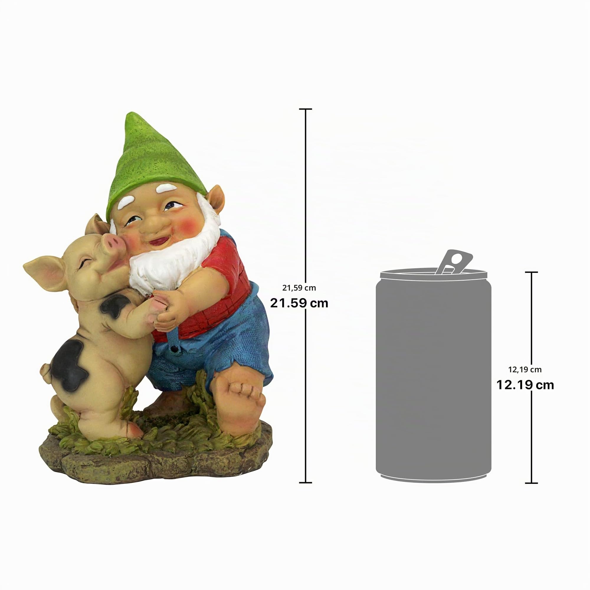 Statue nain de jardin - Nain de jardin heureux comme un cochon dans la pâtée - Nain de jardin pour pelouse