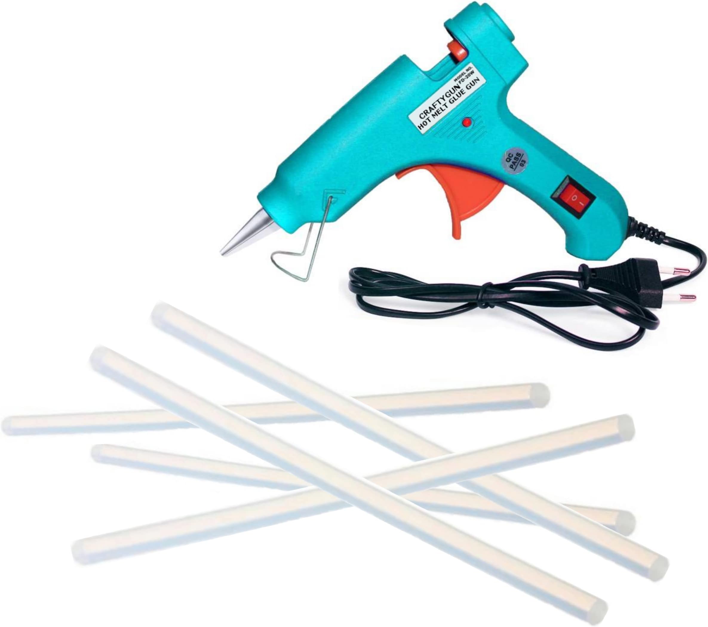 TURQUOISE MINI 20 WATT HOT MELT GLUE GUN WITH 5 GLUE STICKS