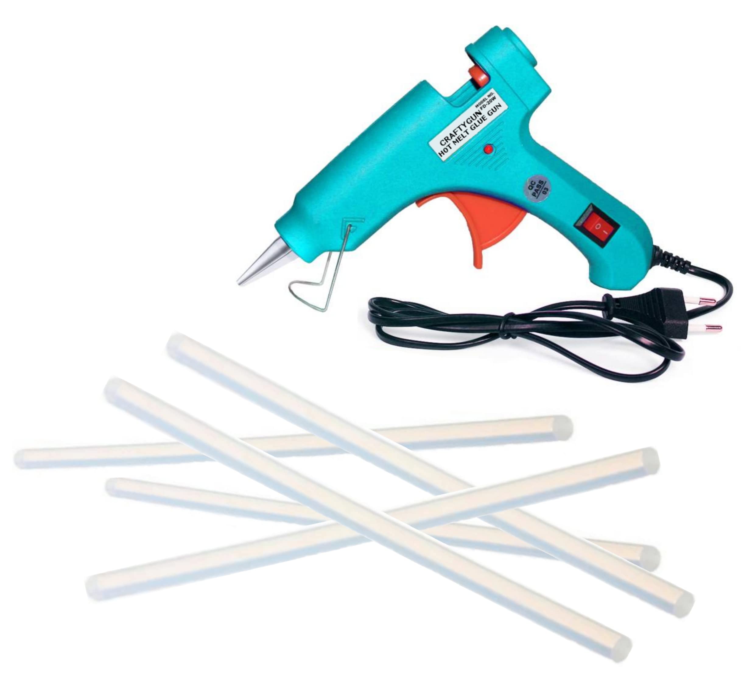 TURQUOISE MINI 20 WATT HOT MELT GLUE GUN WITH 5 GLUE STICKS