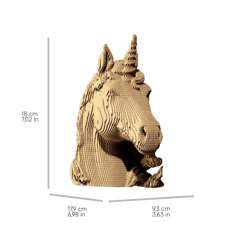 Licorne Puzzle 3D en Carton – Maquette à Monter | 65 Pièces, 18 × 18 × 9 cm – Kit Sculpture DIY à Peindre, Matériaux Recyclés, Ados & Adultes, Idée Cadeau Déco