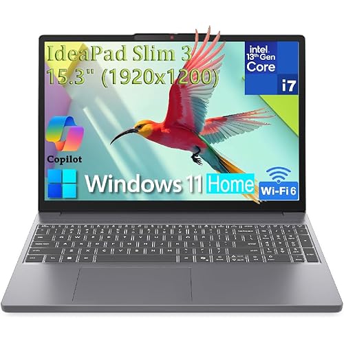 Lenovo 15" Laptop Computer for Home Business, Intel 10-Core i7-13620H, WiFi 6, Bluetooth 5.2, FHD+ Copilot AI PC, Type-C, Luna Grey, Windows 11 Home (16GB DDR5 RAM, 1TB PCIe SSD)