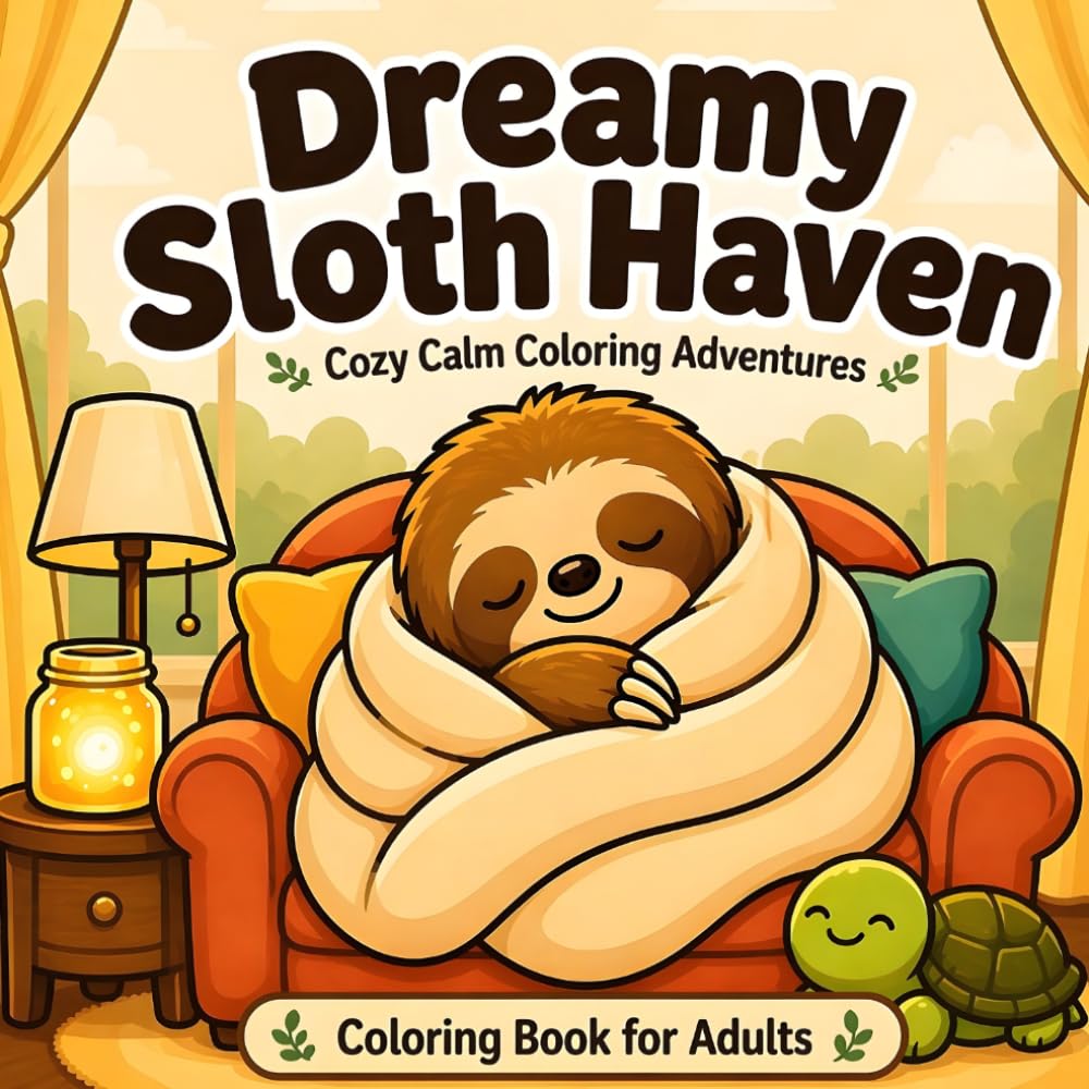 Dreamy Sloth Haven: Bold and Easy Coloring Book for Adults: Cozy and Relaxing Sloth Designs for Stress Relief, Beginners, and Calm Mindful Coloring