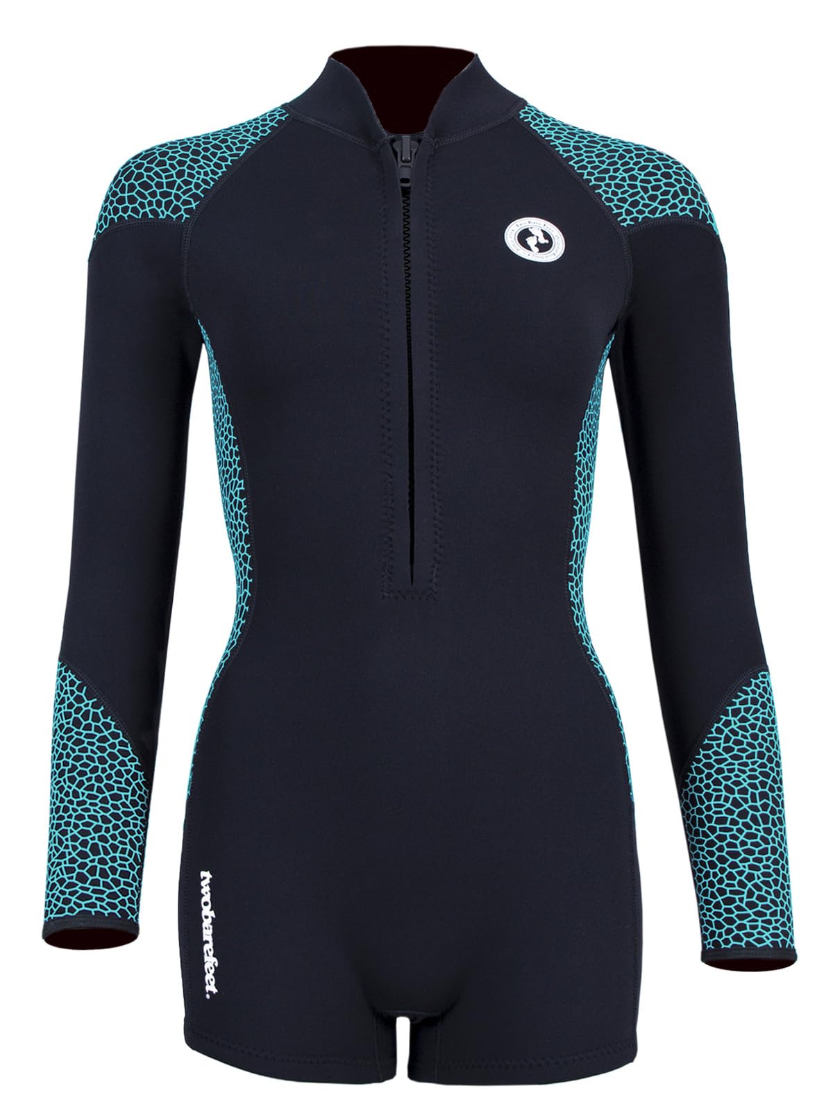 Two Bare Feet Women's Neoprene One-Piece Wetsuit – Premium Swim Suit for Surfing, Swimming, Scuba Diving & Water Sports, Flexible, Durable, Multiple Styles (Silicone Print (Black/Mint), XL) — image 1