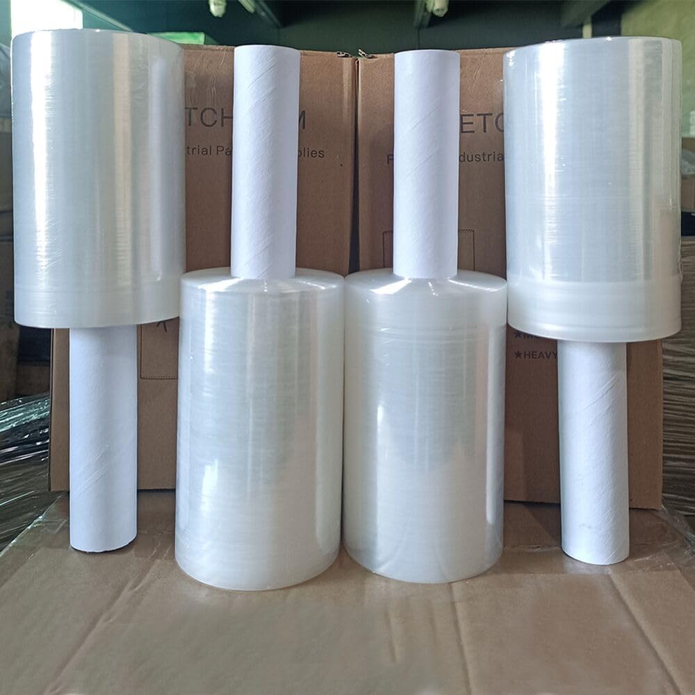 Stretch Wrap 6"×1000' 2 Roll Total 2000ft Plastic Wrap Roll for Moving