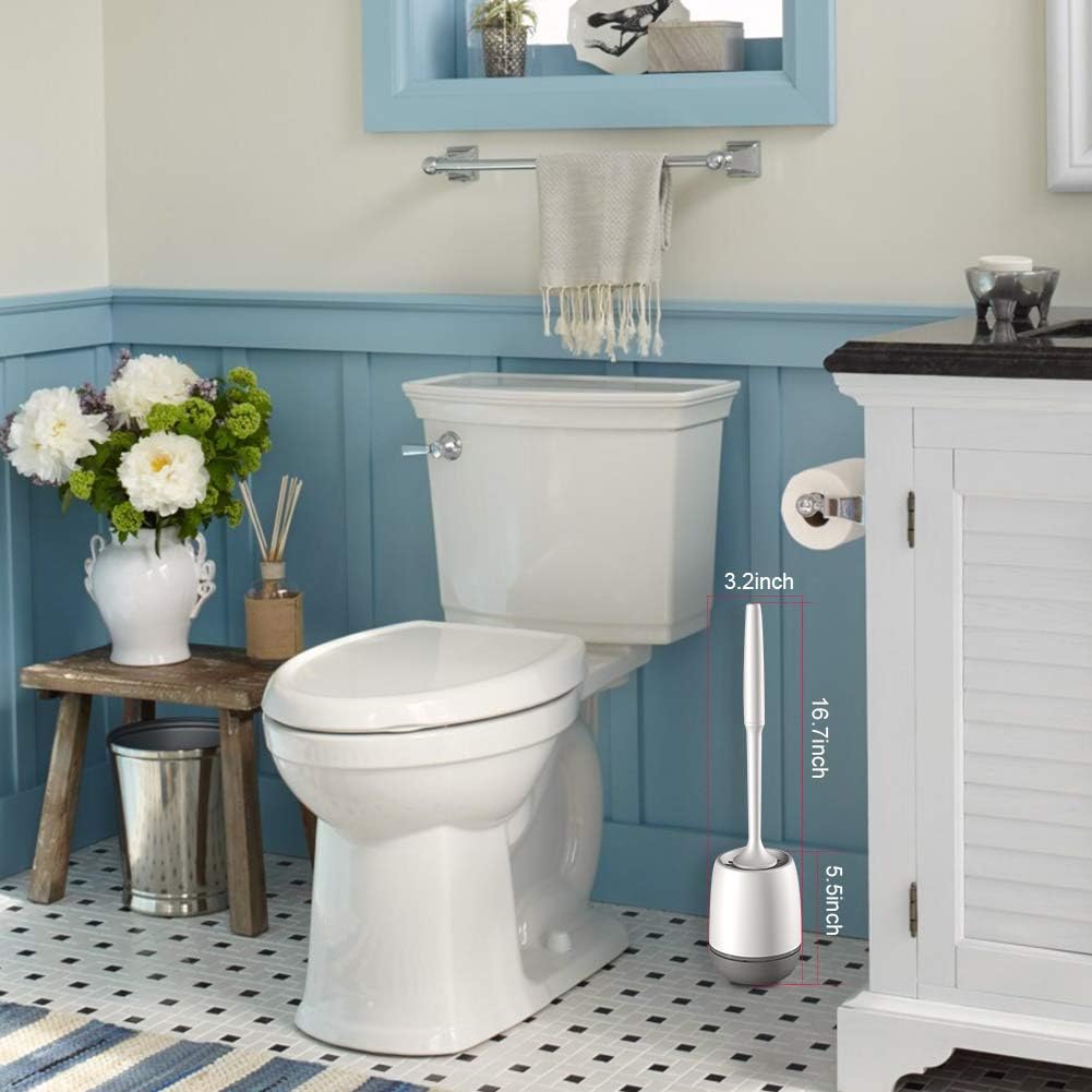 Hottest Sale Toilet Brush and Holder Set, Silicone Bathroom Toilet Bowl Brush Set, No Scratch Soft Toilet Cleaner Brush