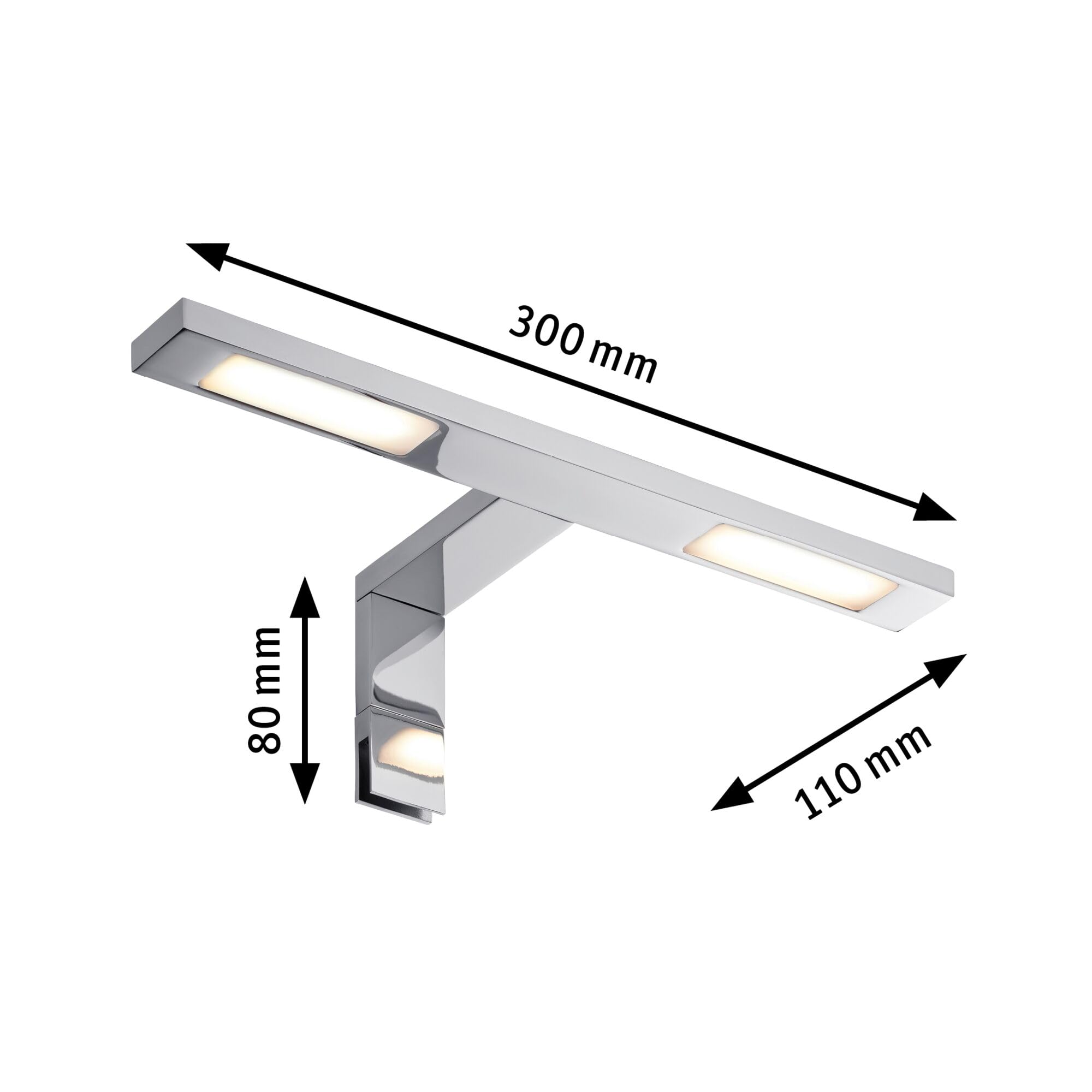 Paulmann 99385 Luminaria de espejo y armario LED Galeria, aplique, foco Double Hook 2x32 W, baño, cromo, iluminación de armarios, incl. fuente de luz