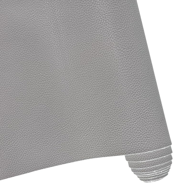 HYANG 91 x 137 cm, tela de piel sintética suave, lichi, piel sintética para decoración de muebles, tapicería de coche (gris)