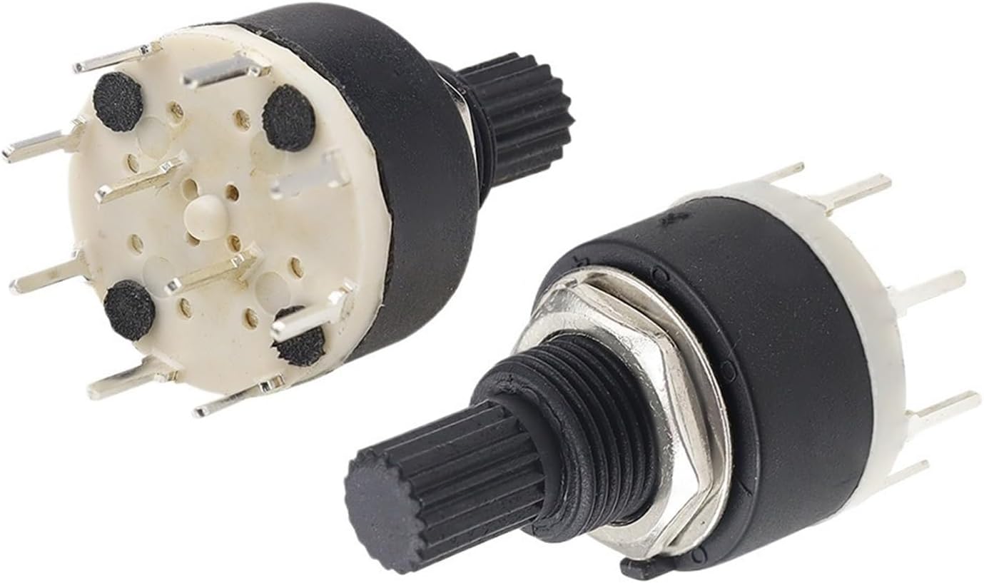 5PCS SR16 Series Environmentally Friendly Plastic 16MM Rotary Switch 15MM Flower Axis Band Switch(2 Knife 4 Files)
