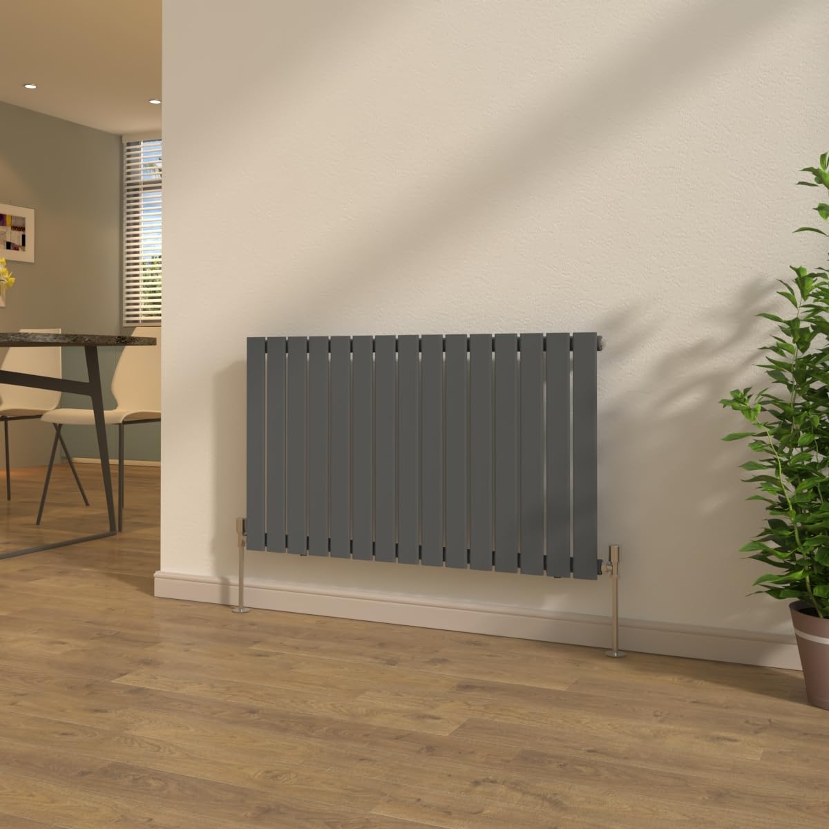 NRG Designer Radiator 600x1020mm Single Column Anthracite with Valves โ image 1