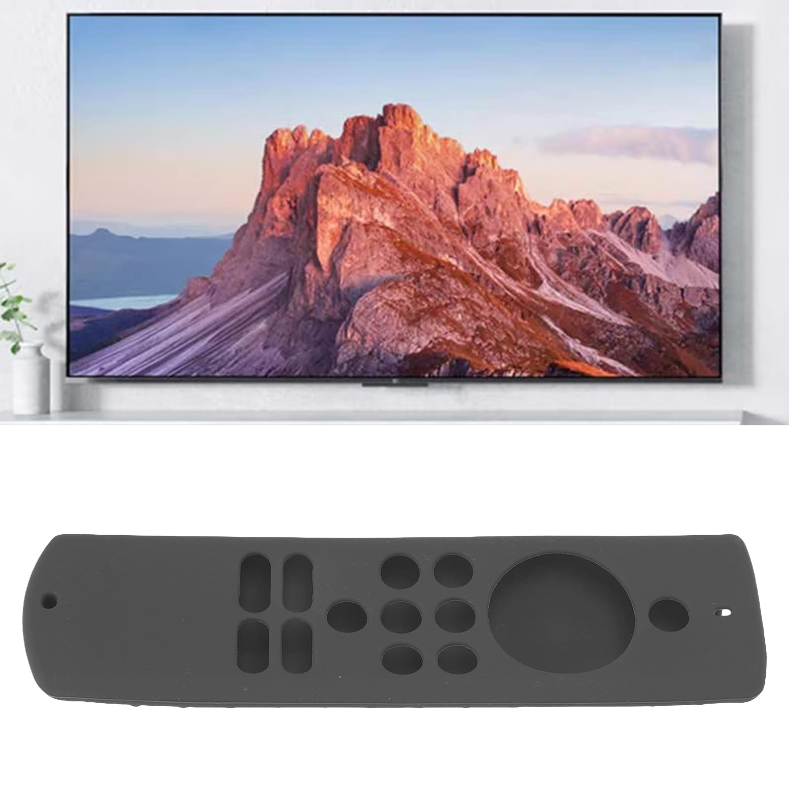 Funda protectora de silicona suave antideslizante a prueba de golpes con cordón para Fire TV Stick Lite (gris oscuro)