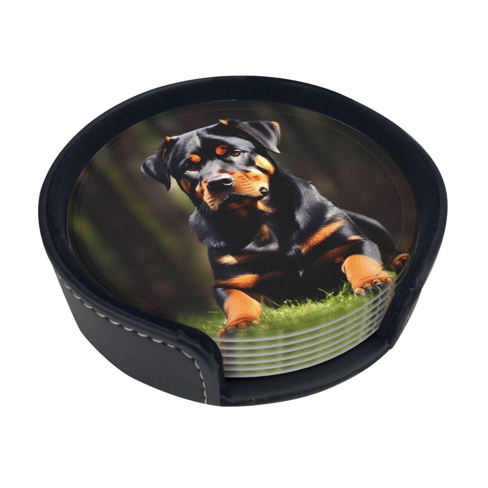 Dessous de verre Rottweiler anti-taches pour éviter les traces de verre sur vos meubles.
