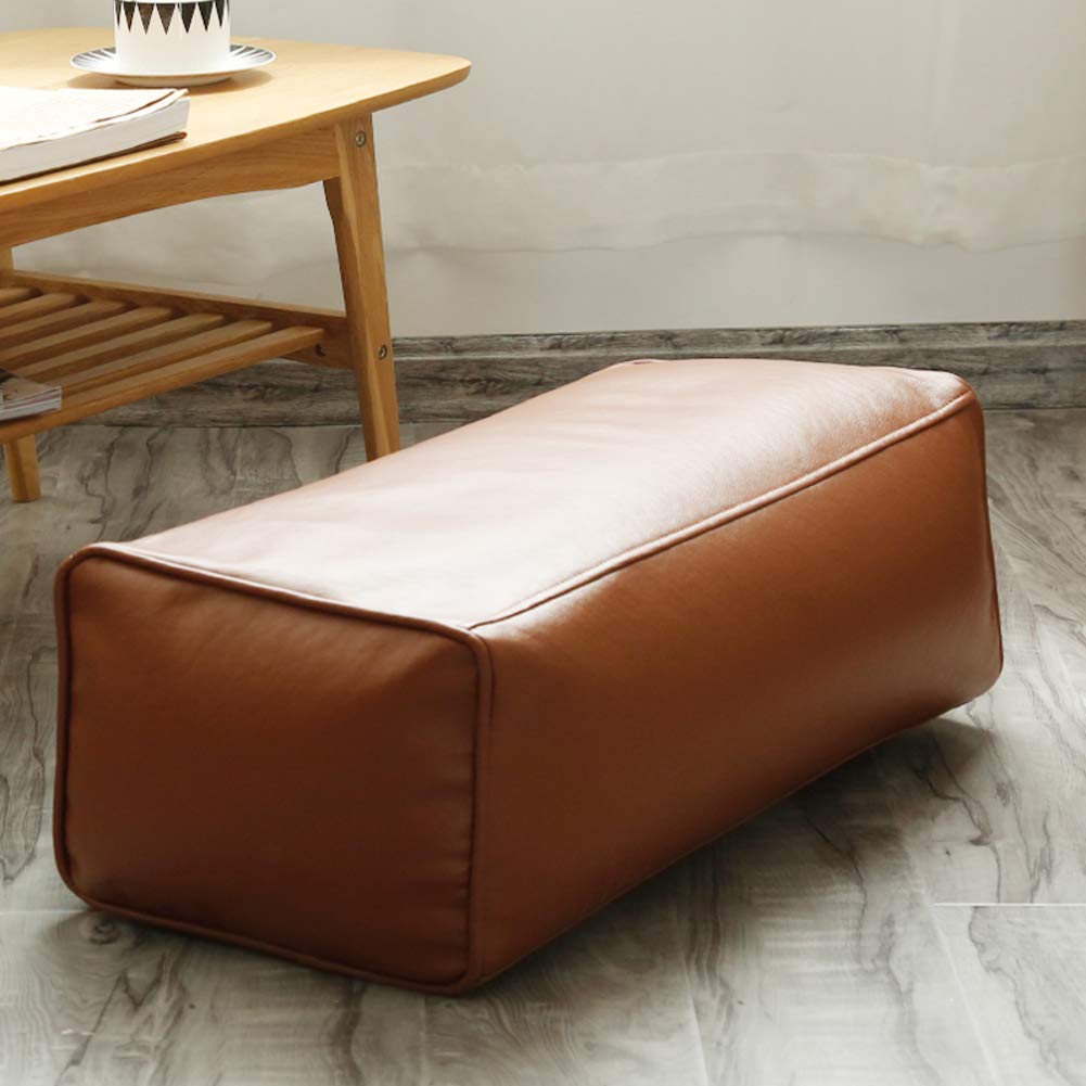 Banc ottoman en faux cuir marron 65x35x26cm pour salon