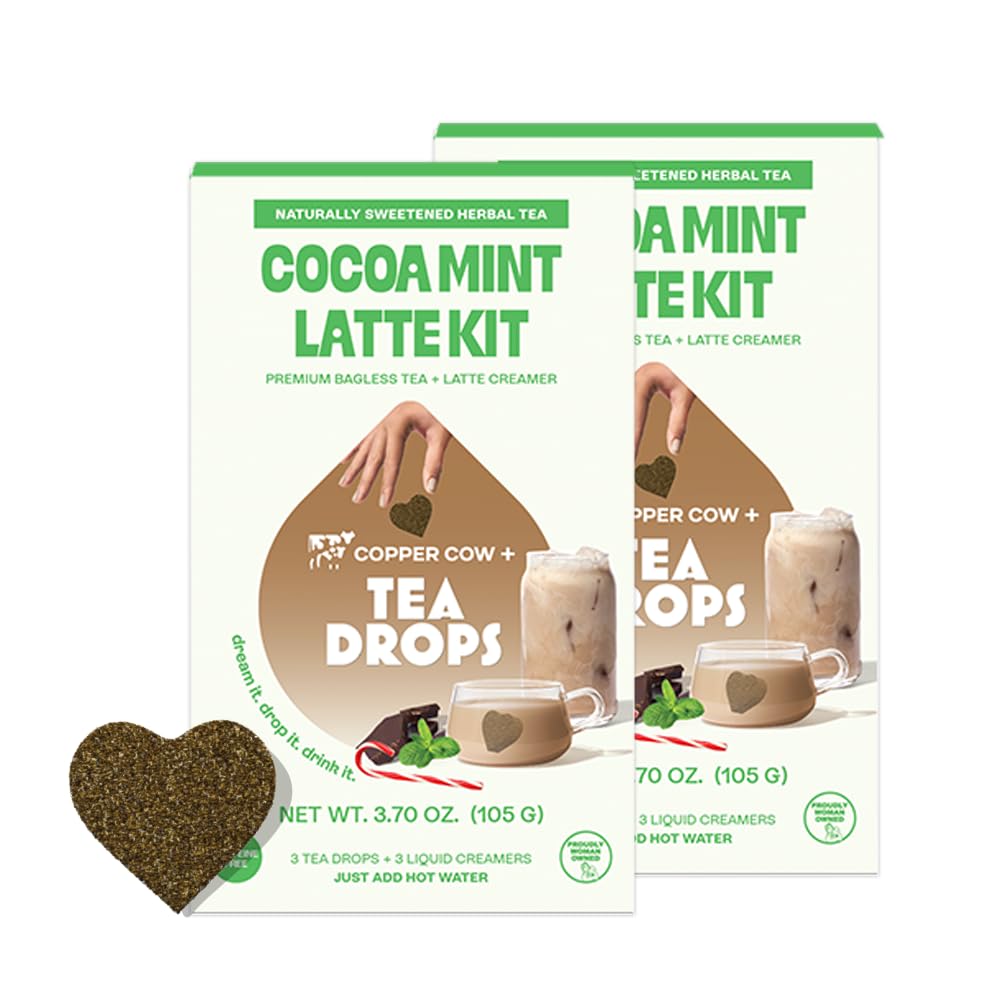 Tea Drops Lightly Sweetened Organic Tea Bulk Box | Sweet Peppermint | Caffeine Free | Iced or Hot Herbal Tea Beverages Gift Set | Includes Organic Peppermint Oil & Spearmint Leaves | 10 Drops per Box