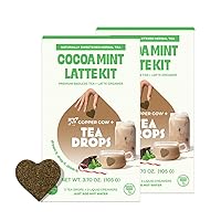 Vista 1 de Tea Drops Kit de café con leche de cacao y menta, té orgánico sin bolsa, helado o caliente, sin cafeína y sin microplásticos, crema de moca de menta