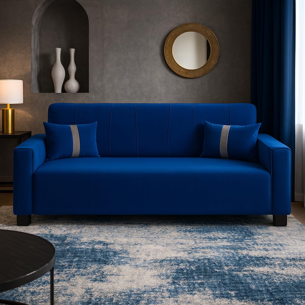 Helix 3 Seater Sofa Set | Soft Velvet Suede Fabric | Modern Design | Plush Comfort Cushions for Living Room (Dark Blue) Helix 3 Seater Sofa Set | Soft Velvet Suede Fabric | Modern Design | Plush Comfort Cushions for Living Room (Dark Blue)